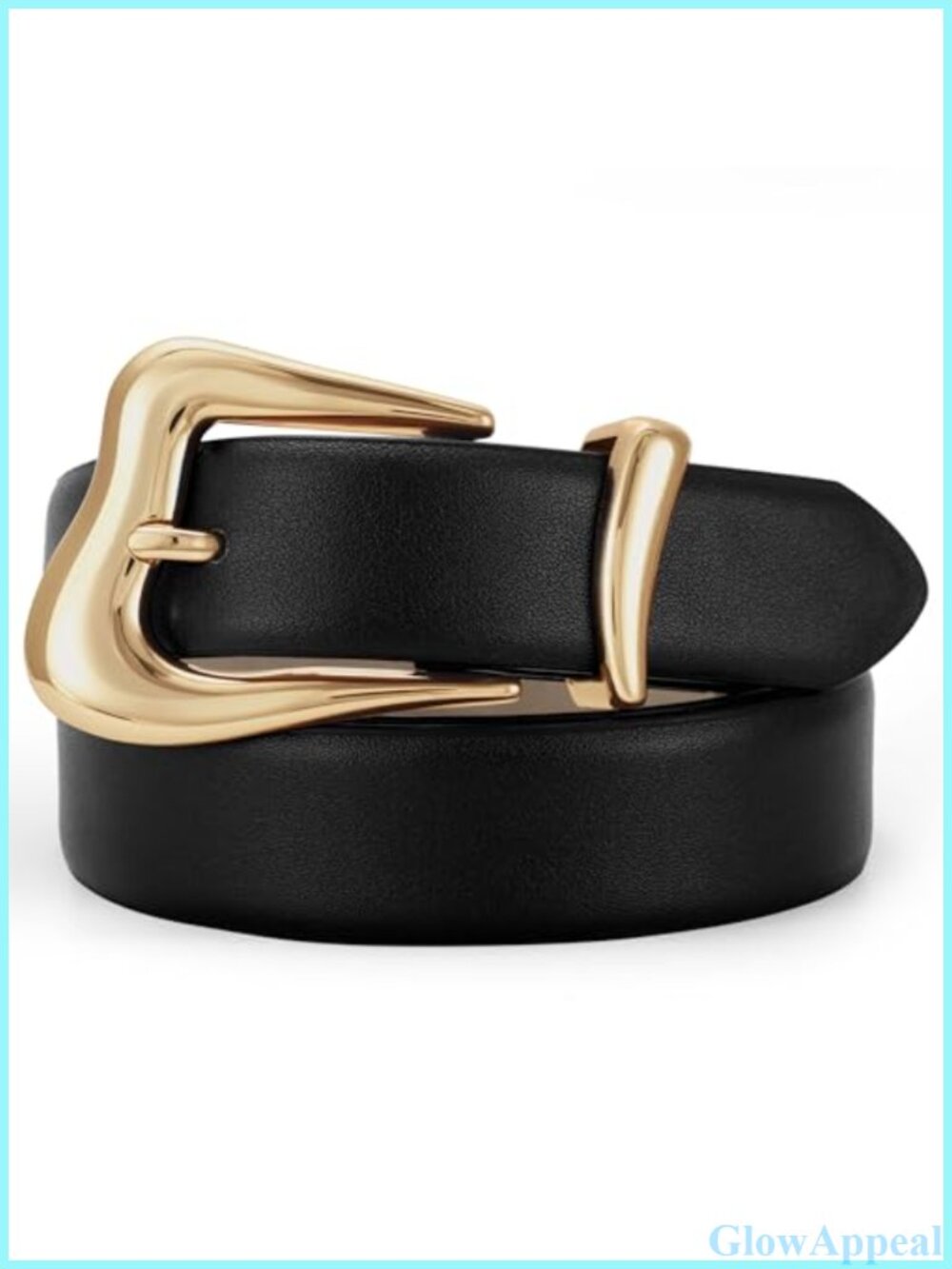 Faux Leather Women's Fashion Waist Belt with Gold Buckle